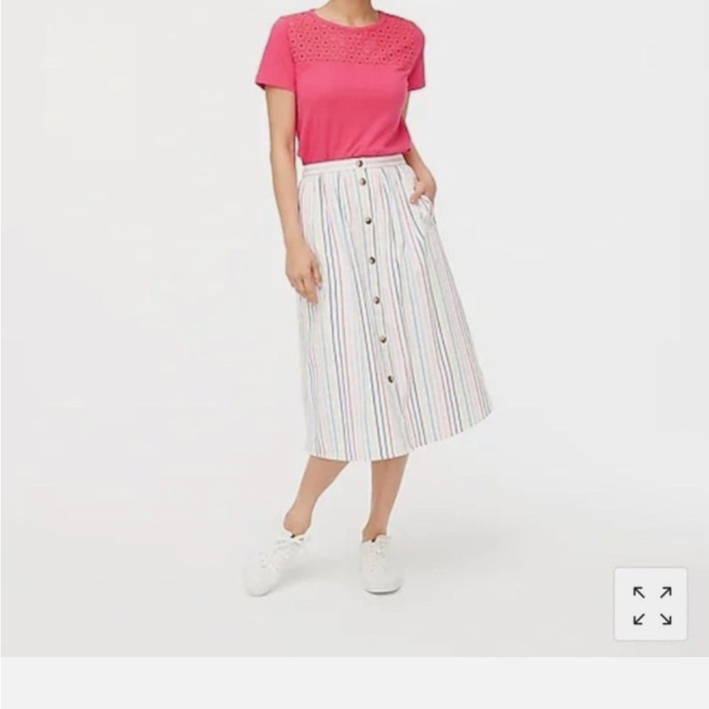 J. Crew Multicolor Striped Midi Skirt